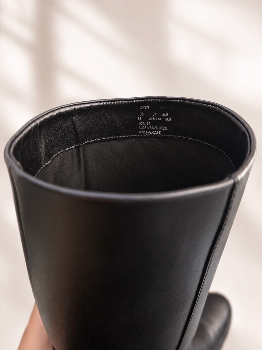 Coach Black Leather Knee High Riding Boots Gold Buckle - Picture 8 of 9
